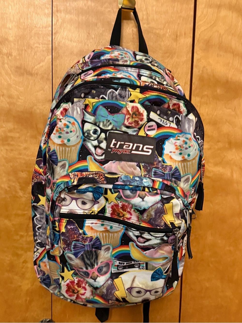 Trans by JanSport "Multi Hairball" Backpack - Vintage 2010s cat/dog meme